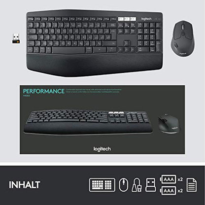 Logitech MK850 Performance Kabelloses Tastatur-Maus-Set, Bluetooth & 2.4 GHz Verbindung via USB-Empfänger, Multi-Device, 24 bis 36-Monate Akkuleistung, Handballenauflage, Deutsches QWERTZ-Layout - EDV-Guru (Guru e.U.)