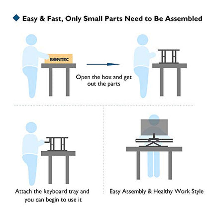 BONTEC Steh-Sitz Schreibtisch Steharbeitsplatz Stehpult Standtisch Ergonomische Höhenverstellbar für PC-Computerbildschirm, Laptop | 80x40cm Plattform mit Tastaturablage, 15 kg Kapazität - EDV-Guru (Guru e.U.)