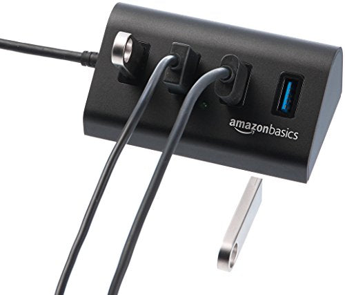 Amazon Basics - USB-Hub, USB 3.1 Typ A, 4-poliger Hub, Aluminium, Schwarz - EDV-Guru (Guru e.U.)