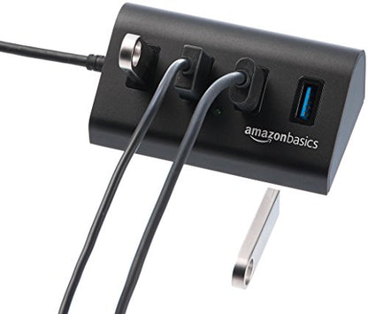 Amazon Basics - USB-Hub, USB 3.1 Typ A, 4-poliger Hub, Aluminium, Schwarz - EDV-Guru (Guru e.U.)