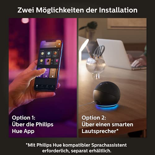 Philips Hue White & Col. Amb. E27 LED Lampe 2-er Starter Set inkl. Smart Button, 16 Mio. Farben, dimmbar steuerbar via App, kompatibel mit Amazon Alexa (Echo, Echo Dot) - EDV-Guru (Guru e.U.)