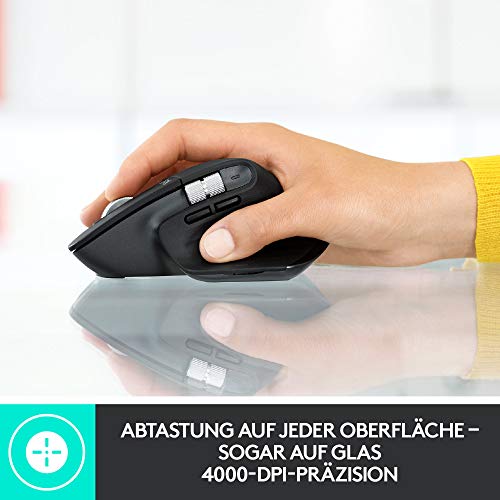 Logitech MX Master 3 Kabellose Maus, Bluetooth und 2.4 GHz Verbindung via USB-Empfänger, 4000 DPI Sensor, Ultra-schnelles Scrollen, Für alle Oberflächen, 7 Tasten, PC/Mac/iPadOS - Hellgrau - EDV-Guru (Guru e.U.)