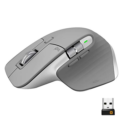 Logitech MX Master 3 Kabellose Maus, Bluetooth und 2.4 GHz Verbindung via USB-Empfänger, 4000 DPI Sensor, Ultra-schnelles Scrollen, Für alle Oberflächen, 7 Tasten, PC/Mac/iPadOS - Hellgrau - EDV-Guru (Guru e.U.)