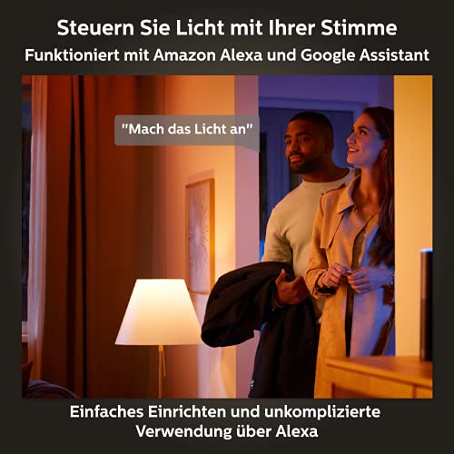 Philips Hue White & Col. Amb. E27 LED Lampe 2-er Starter Set inkl. Smart Button, 16 Mio. Farben, dimmbar steuerbar via App, kompatibel mit Amazon Alexa (Echo, Echo Dot) - EDV-Guru (Guru e.U.)