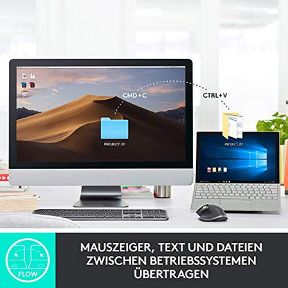 Logitech MX Master 3 Kabellose Maus, Bluetooth und 2.4 GHz Verbindung via USB-Empfänger, 4000 DPI Sensor, Ultra-schnelles Scrollen, Für alle Oberflächen, 7 Tasten, PC/Mac/iPadOS - Hellgrau - EDV-Guru (Guru e.U.)