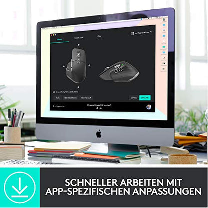 Logitech MX Master 3 Kabellose Maus, Bluetooth und 2.4 GHz Verbindung via USB-Empfänger, 4000 DPI Sensor, Ultra-schnelles Scrollen, Für alle Oberflächen, 7 Tasten, PC/Mac/iPadOS - Hellgrau - EDV-Guru (Guru e.U.)