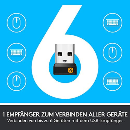 Logitech MK850 Performance Kabelloses Tastatur-Maus-Set, Bluetooth & 2.4 GHz Verbindung via USB-Empfänger, Multi-Device, 24 bis 36-Monate Akkuleistung, Handballenauflage, Deutsches QWERTZ-Layout - EDV-Guru (Guru e.U.)