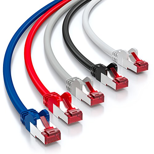 deleyCON 5x 2m CAT6 Patchkabel S/FTP PIMF Schirmung CAT-6 RJ45 Netzwerkkabel Ethernetkabel LAN DSL Switch Router Modem Access Point Patchfelder - Mehrfarbig - EDV-Guru (Guru e.U.)