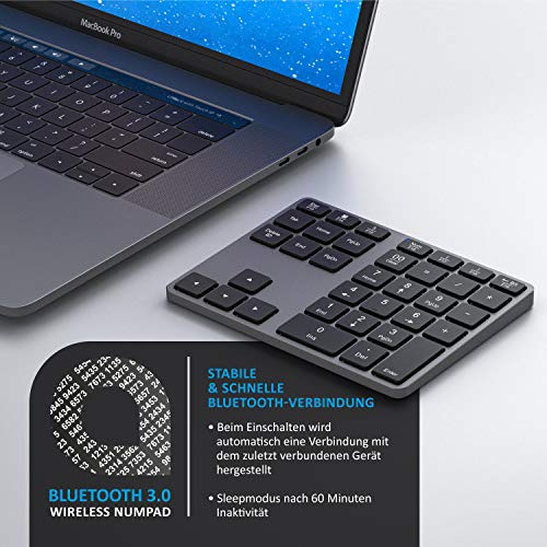 CSL - Bluetooth Numpad - Wireless Ziffernblock mit Multifunktionstasten – Keypad Aluminium - 35 Tasten – Bluetooth 3.0 – Kabellos - kompatibel mit Apple PC Notebook Tablet Laptop - Windows Android iOS - EDV-Guru (Guru e.U.)