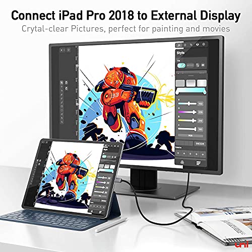 uni USB C auf HDMI Kabel 4K [Geflochten, Aluminiumlegierung] USB Typ C auf HDMI Kabel (Thunderbolt 3 kompatibel) kompatibel mit iPad Pro/Air, MacBook, Galaxy, Huawei P40 u.s.w - 1,8m - EDV-Guru (Guru e.U.)