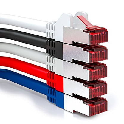 deleyCON 5x 2m CAT6 Patchkabel S/FTP PIMF Schirmung CAT-6 RJ45 Netzwerkkabel Ethernetkabel LAN DSL Switch Router Modem Access Point Patchfelder - Mehrfarbig - EDV-Guru (Guru e.U.)
