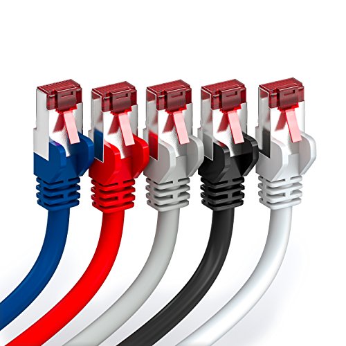 deleyCON 5x 2m CAT6 Patchkabel S/FTP PIMF Schirmung CAT-6 RJ45 Netzwerkkabel Ethernetkabel LAN DSL Switch Router Modem Access Point Patchfelder - Mehrfarbig - EDV-Guru (Guru e.U.)